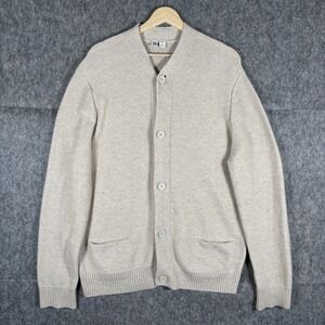 UNIQLO U Cardigan Sweater Wool Blend Men's Large Cream Grandpa Cozy